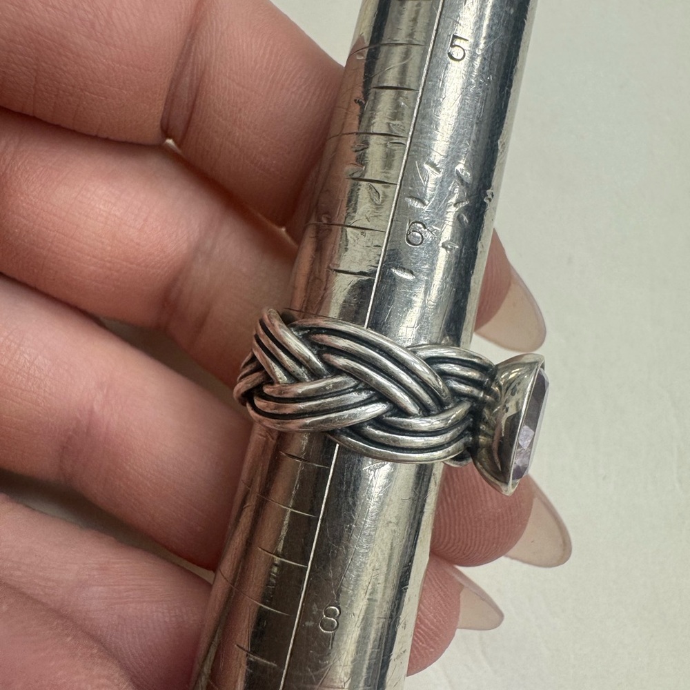 PANDORA RARE Retired Sterling Silver ALE Braided Amethyst Ring Size 7 9.5g - Picture 13 of 16
